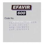 エファビール　Efavir、エファビレンツ600mg　箱バッチ